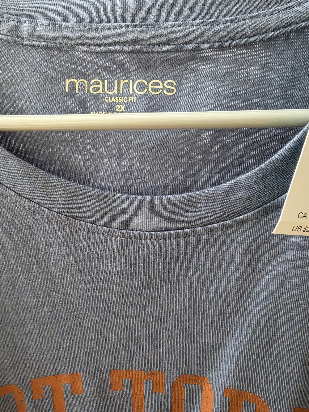Maurices Gray Short Sleeve Tee with Orange Print